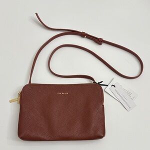 Ted Baker London Dark Tan Ciarraa Soft Leather Double Pouch Crossbody NWT